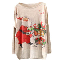 Womens knitted Tshirt Sweater Christmas Batwing Long Sleeve Color Loose Knit Winter Warm Knitwear Tops Pullovers Shirt Women
