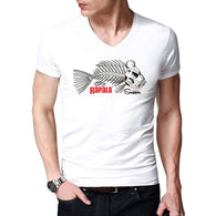 2018 New Fashion Funny Fishbone Print tshirts Summer Men Casual Cotton Short Sleeve T-shirts Homme Cool Design Soft Tops Tees