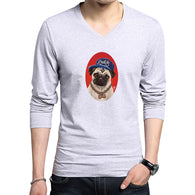 2018 New Creative Pug Life Design Print Mens T Shirts Fashion Rock Hip Hop Style T-shirts Cotton Long Sleeve Funny Casual tshirt