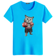 2018 New Arrival Fashion Boxer Cat Design Mens T Shirts Boy Cool Tops Hipster Printed Summer Short Sleeve T-shirts Casual tshirt