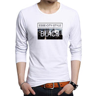 New Arrival Creative Design Men T-Shirts Fashion Black ESSE-CITY Printed Long Sleeve tshirt Casual Fitness Man Bottoming tshirts