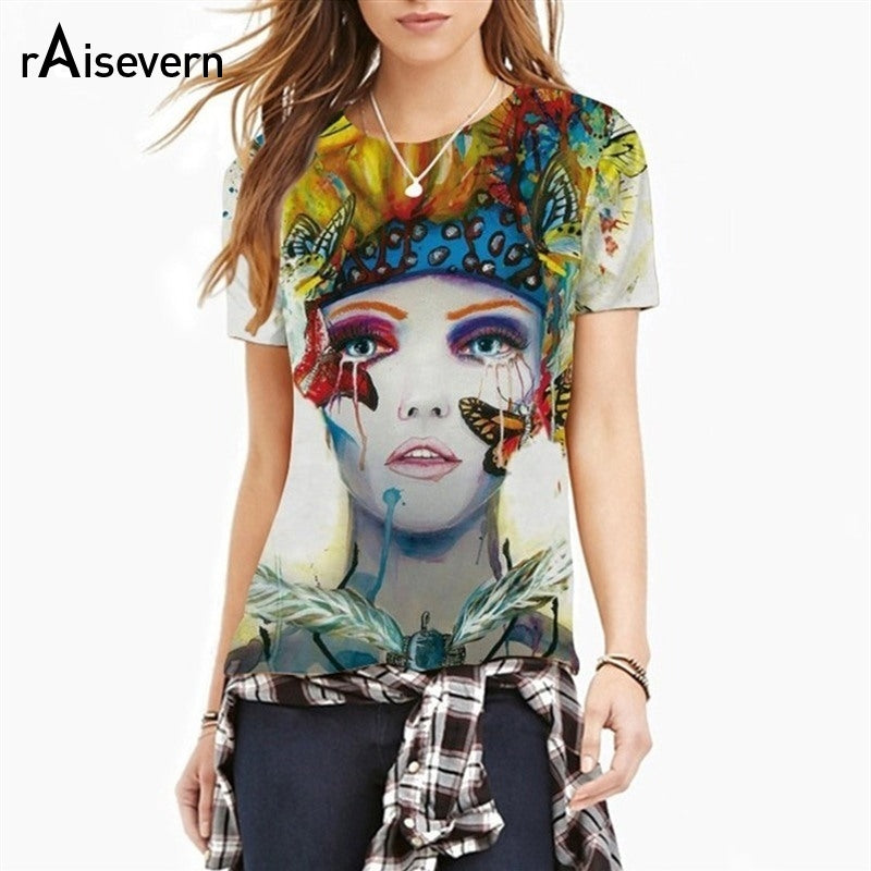 Raisevern Harajuku 3D T Shirt Beauty/butterfly Printed 3d Tee Tops Unisex Tshirt For Men Women Short Sleeve Shirt Tops