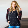 Newest Women Long Sleeve Dot Patchwork Floral Snow Print Sweatshirt Top High Quality Beautiful Women's Clothing Unicorn Tshirt