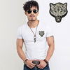 Hot Sale White Wolf Design inwrought Short Sleeve T-shirts Leisure Round Collar Men Tshirts Camisetas Fashion Cotton T Shirts