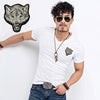 Hot Sale White Wolf Design inwrought Short Sleeve T-shirts Leisure Round Collar Men Tshirts Camisetas Fashion Cotton T Shirts