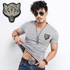 Hot Sale White Wolf Design inwrought Short Sleeve T-shirts Leisure Round Collar Men Tshirts Camisetas Fashion Cotton T Shirts