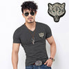 Hot Sale White Wolf Design inwrought Short Sleeve T-shirts Leisure Round Collar Men Tshirts Camisetas Fashion Cotton T Shirts