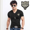 Hot Sale White Wolf Design inwrought Short Sleeve T-shirts Leisure Round Collar Men Tshirts Camisetas Fashion Cotton T Shirts