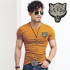 Hot Sale White Wolf Design inwrought Short Sleeve T-shirts Leisure Round Collar Men Tshirts Camisetas Fashion Cotton T Shirts