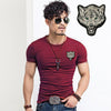 Hot Sale White Wolf Design inwrought Short Sleeve T-shirts Leisure Round Collar Men Tshirts Camisetas Fashion Cotton T Shirts