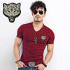 Hot Sale White Wolf Design inwrought Short Sleeve T-shirts Leisure Round Collar Men Tshirts Camisetas Fashion Cotton T Shirts