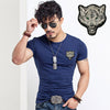 Hot Sale White Wolf Design inwrought Short Sleeve T-shirts Leisure Round Collar Men Tshirts Camisetas Fashion Cotton T Shirts