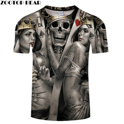 Beauty&Skull King 3D Print t shirt Men Women tshirt Summer Funny Short Sleeve O-neck Tops&Tees Streetwear Drop Ship ZOOTOP BEAR