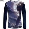 KYKU Wolf T shirt Men Long sleeve shirt Beauty Printed Tshirt Galaxy Rock Apple Streetwear Character Clothes Japan