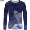 KYKU Wolf T shirt Men Long sleeve shirt Beauty Printed Tshirt Galaxy Rock Apple Streetwear Character Clothes Japan