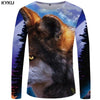 KYKU Wolf T shirt Men Long sleeve shirt Beauty Printed Tshirt Galaxy Rock Apple Streetwear Character Clothes Japan