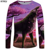 KYKU Wolf T shirt Men Long sleeve shirt Beauty Printed Tshirt Galaxy Rock Apple Streetwear Character Clothes Japan