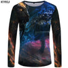 KYKU Wolf T shirt Men Long sleeve shirt Beauty Printed Tshirt Galaxy Rock Apple Streetwear Character Clothes Japan