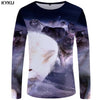 KYKU Wolf T shirt Men Long sleeve shirt Beauty Printed Tshirt Galaxy Rock Apple Streetwear Character Clothes Japan