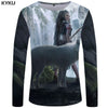 KYKU Wolf T shirt Men Long sleeve shirt Beauty Printed Tshirt Galaxy Rock Apple Streetwear Character Clothes Japan