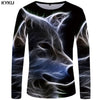 KYKU Wolf T shirt Men Long sleeve shirt Beauty Printed Tshirt Galaxy Rock Apple Streetwear Character Clothes Japan